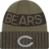 Chicago Bears New Era Green 2025 NFL Sideline Salute To Service C Cuffed Knit Hat - Pro Jersey Sports