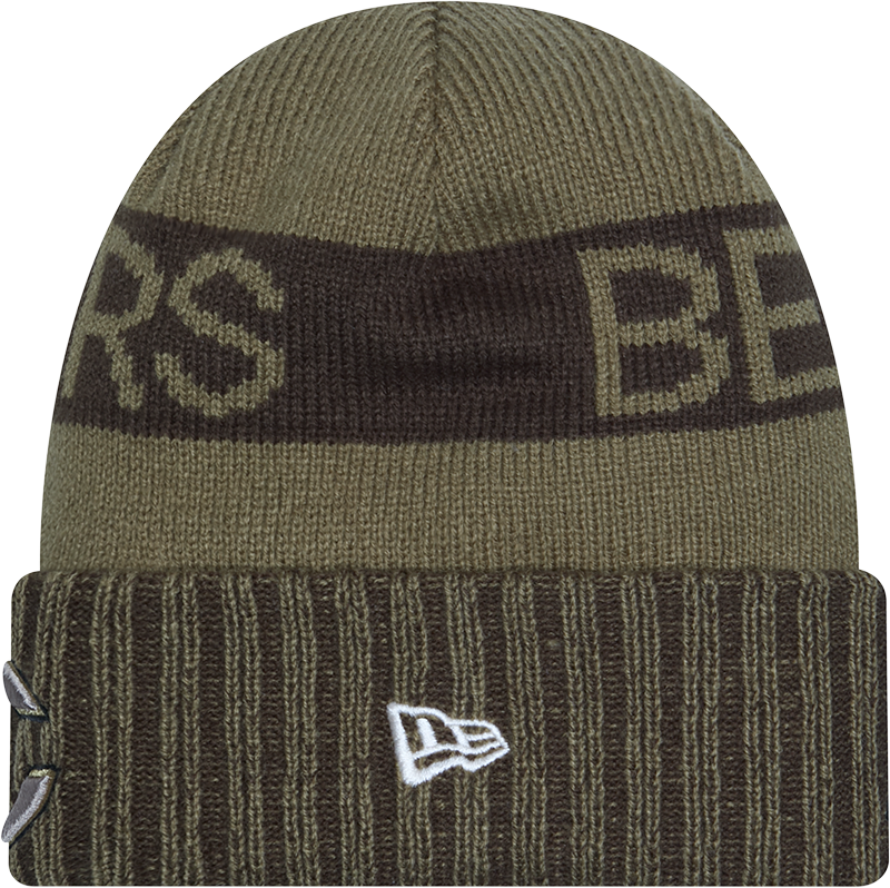 Chicago Bears New Era Green 2025 NFL Sideline Salute To Service C Cuffed Knit Hat - Pro Jersey Sports