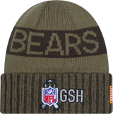 Chicago Bears New Era Green 2025 NFL Sideline Salute To Service C Cuffed Knit Hat - Pro Jersey Sports