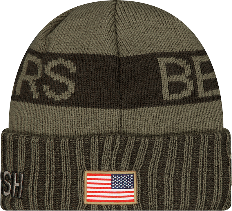 Chicago Bears New Era Green 2025 NFL Sideline Salute To Service C Cuffed Knit Hat - Pro Jersey Sports