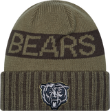 Chicago Bears New Era Green 2025 NFL Sideline Salute To Service Cuffed Knit Hat - Pro Jersey Sports
