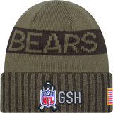 Chicago Bears New Era Green 2025 NFL Sideline Salute To Service Cuffed Knit Hat - Pro Jersey Sports