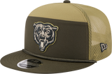 Men's Chicago Bears New Era Green 2025 Salute To Service Sideline Split Panel 9FIFTY Snapback Trucker Hat - Pro Jersey Sports