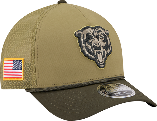 Men's Chicago Bears New Era Green 2025 NFL Salute To Service Sideline 9FORTY M-Crown Adjustable Hat - Pro Jersey Sports
