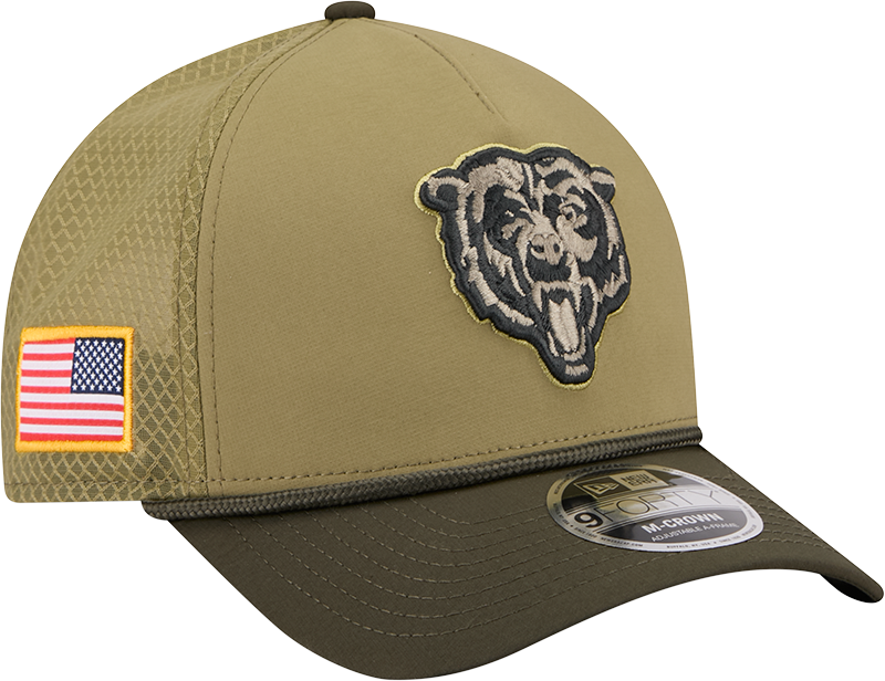 Men's Chicago Bears New Era Green 2025 NFL Salute To Service Sideline 9FORTY M-Crown Adjustable Hat - Pro Jersey Sports