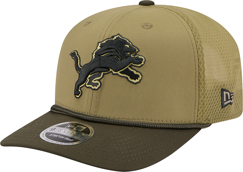 Men's Detroit Lions New Era Green 2025 Salute To Service Sideline 9SEVENTY Trucker Adjustable Hat - Pro Jersey Sports