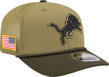 Men's Detroit Lions New Era Green 2025 Salute To Service Sideline 9SEVENTY Trucker Adjustable Hat - Pro Jersey Sports