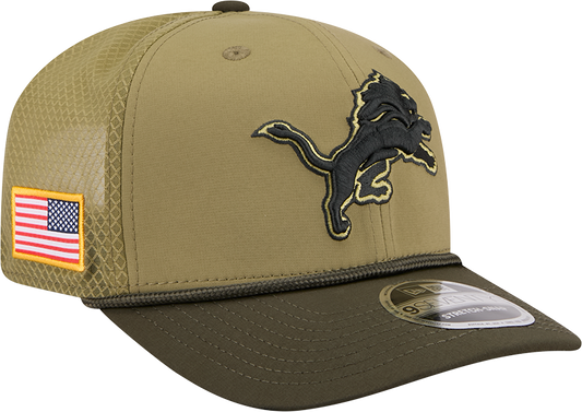 Men's Detroit Lions New Era Green 2025 Salute To Service Sideline 9SEVENTY Trucker Adjustable Hat - Pro Jersey Sports