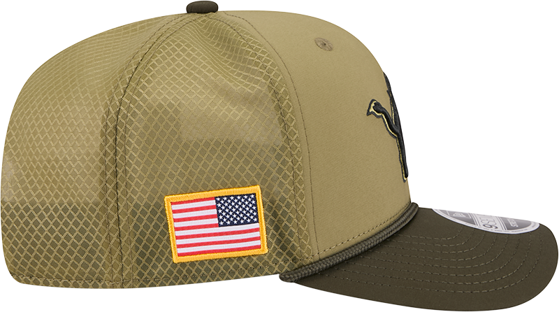Men's Detroit Lions New Era Green 2025 Salute To Service Sideline 9SEVENTY Trucker Adjustable Hat - Pro Jersey Sports