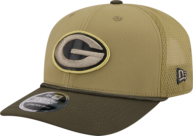 Men's Green Bay Packers New Era Green 2025 Salute To Service Sideline 9SEVENTY Trucker Adjustable Hat - Pro Jersey Sports