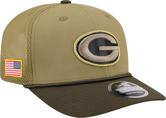 Men's Green Bay Packers New Era Green 2025 Salute To Service Sideline 9SEVENTY Trucker Adjustable Hat - Pro Jersey Sports
