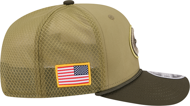 Men's Green Bay Packers New Era Green 2025 Salute To Service Sideline 9SEVENTY Trucker Adjustable Hat - Pro Jersey Sports