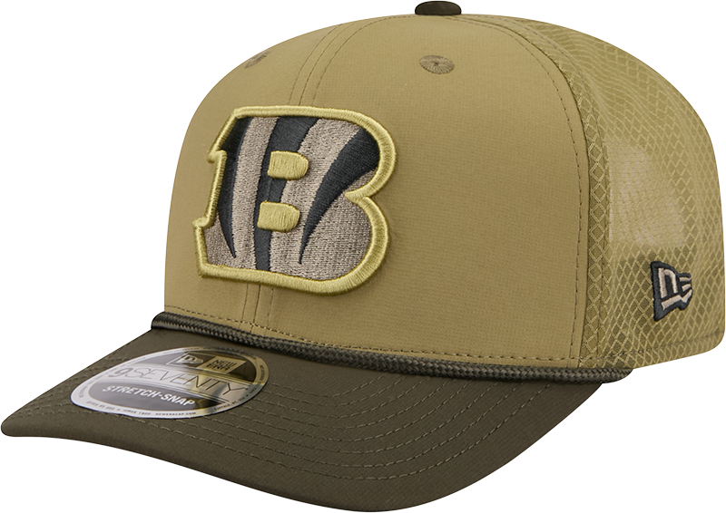 Men's Cincinnati Bengals New Era Green 2025 Salute To Service Sideline 9SEVENTY Trucker Adjustable Hat - Pro Jersey Sports