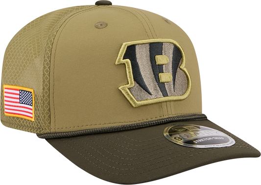 Men's Cincinnati Bengals New Era Green 2025 Salute To Service Sideline 9SEVENTY Trucker Adjustable Hat - Pro Jersey Sports