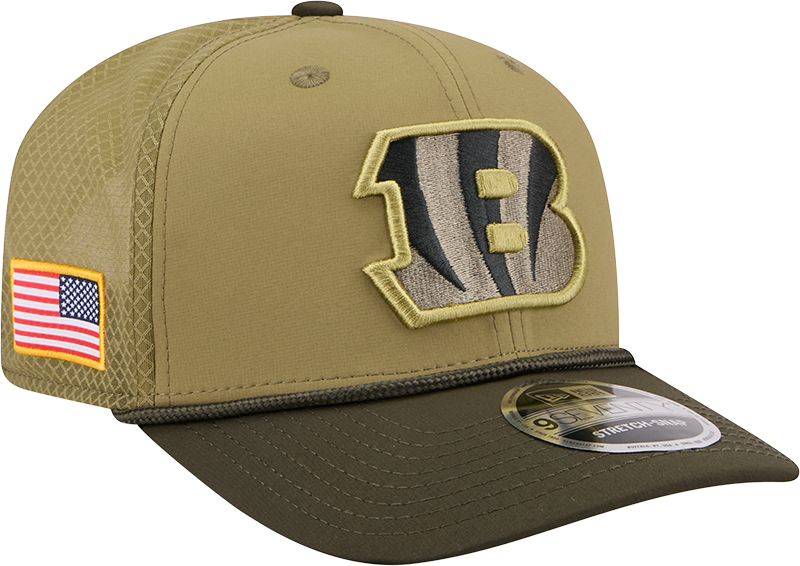 Men's Cincinnati Bengals New Era Green 2025 Salute To Service Sideline 9SEVENTY Trucker Adjustable Hat - Pro Jersey Sports