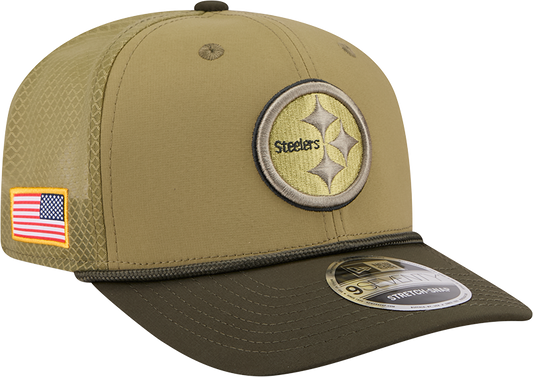 Men's Pittsburgh Steelers New Era Green 2025 Salute To Service Sideline 9SEVENTY Trucker Adjustable Hat - Pro Jersey Sports