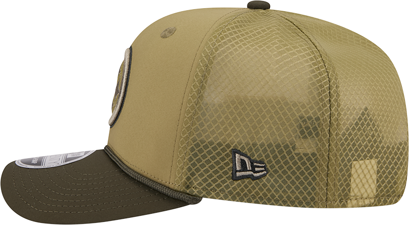 Men's Pittsburgh Steelers New Era Green 2025 Salute To Service Sideline 9SEVENTY Trucker Adjustable Hat - Pro Jersey Sports