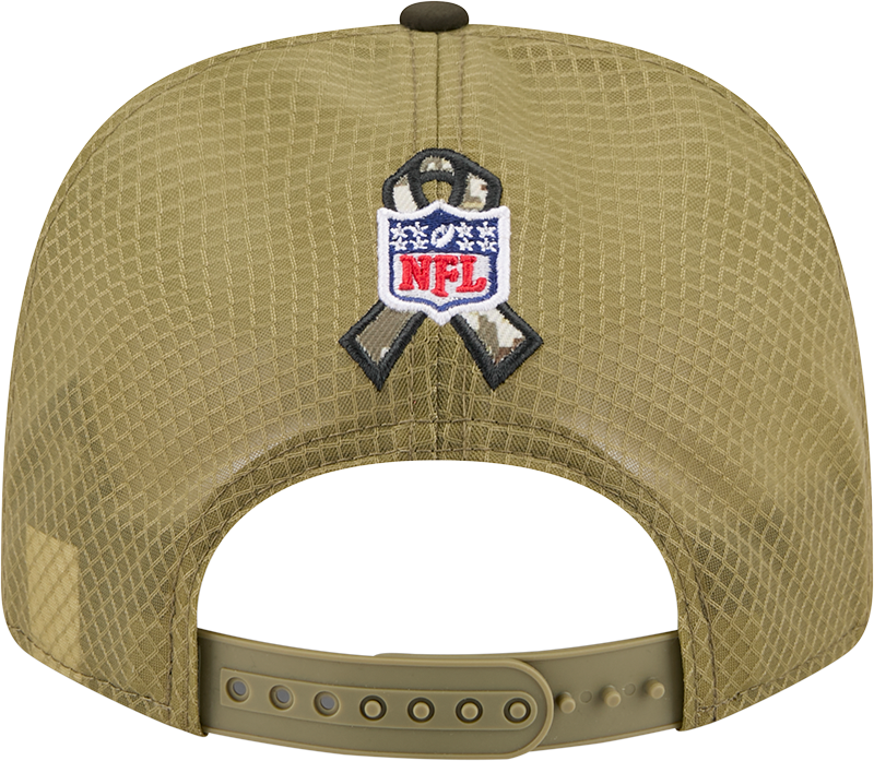 Men's Pittsburgh Steelers New Era Green 2025 Salute To Service Sideline 9SEVENTY Trucker Adjustable Hat - Pro Jersey Sports