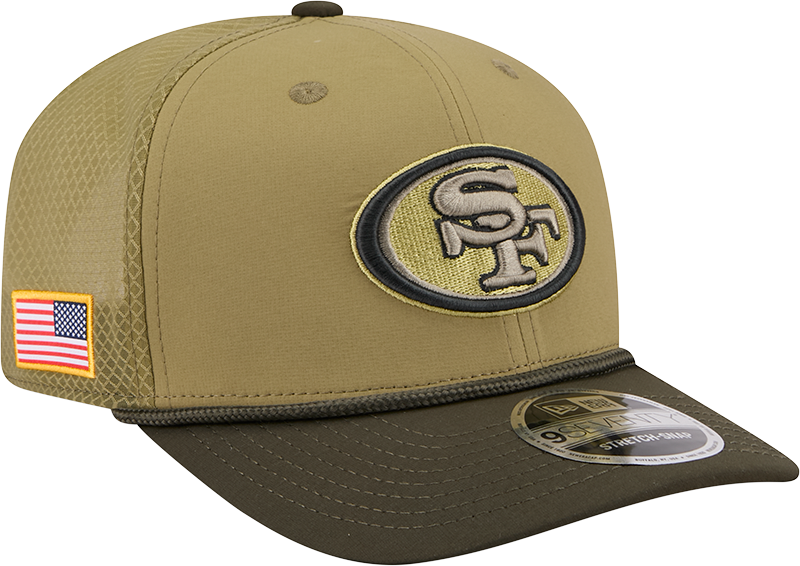 Men's San Francisco 49ers New Era Green 2025 Salute To Service Sideline 9SEVENTY Trucker Adjustable Hat - Pro Jersey Sports