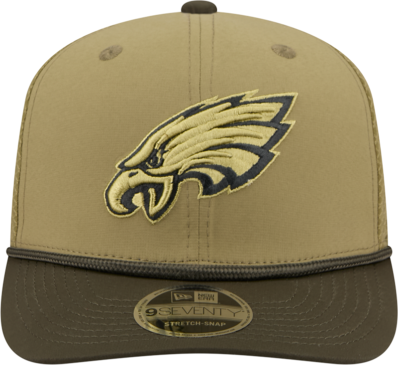 Men's Philadelphia Eagles New Era Green 2025 Salute To Service Sideline 9SEVENTY Trucker Adjustable Hat - Pro Jersey Sports