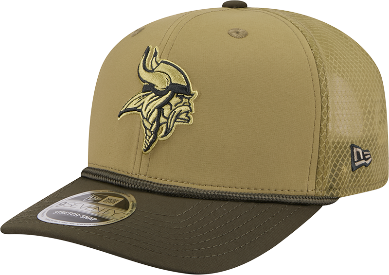 Men's Minnesota Vikings New Era Green 2025 Salute To Service Sideline 9SEVENTY Trucker Adjustable Hat - Pro Jersey Sports