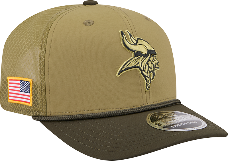 Men's Minnesota Vikings New Era Green 2025 Salute To Service Sideline 9SEVENTY Trucker Adjustable Hat - Pro Jersey Sports