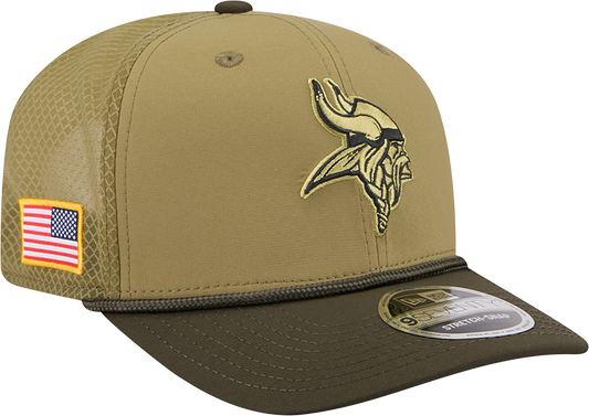 Men's Minnesota Vikings New Era Green 2025 Salute To Service Sideline 9SEVENTY Trucker Adjustable Hat - Pro Jersey Sports