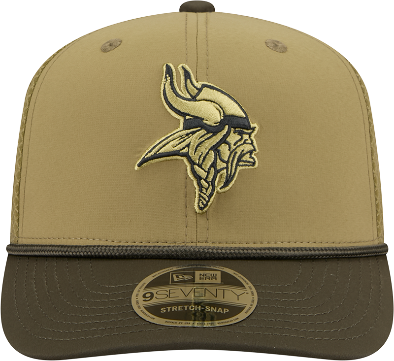 Men's Minnesota Vikings New Era Green 2025 Salute To Service Sideline 9SEVENTY Trucker Adjustable Hat - Pro Jersey Sports