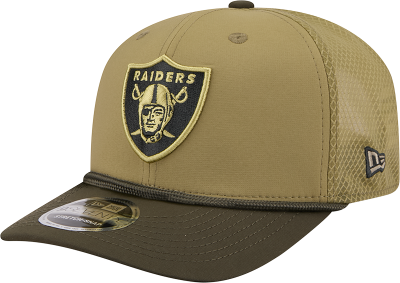 Men's Las Vegas Raiders New Era Green 2025 Salute To Service Sideline 9SEVENTY Trucker Adjustable Hat - Pro Jersey Sports