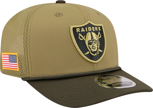 Men's Las Vegas Raiders New Era Green 2025 Salute To Service Sideline 9SEVENTY Trucker Adjustable Hat - Pro Jersey Sports