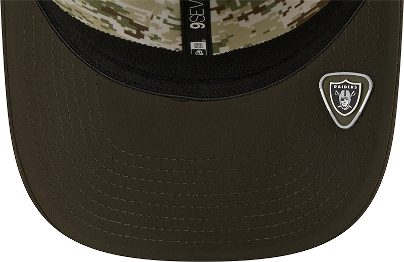 Men's Las Vegas Raiders New Era Green 2025 Salute To Service Sideline 9SEVENTY Trucker Adjustable Hat - Pro Jersey Sports