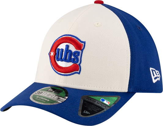 Kids Chicago Cubs New Era M-Crown 39Thirty Alternate 2 Player Replica Blue Flex Fit Hat