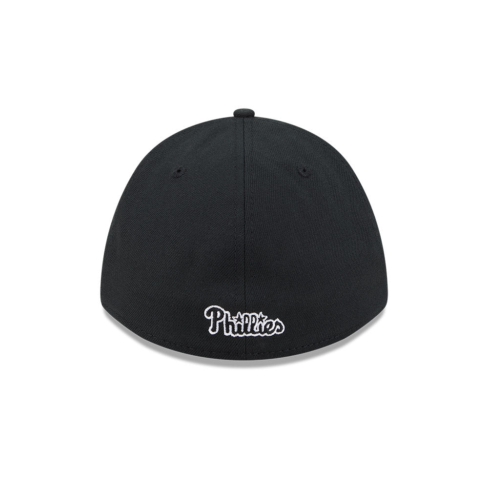 Philadelphia Phillies New Era M-Crown 39Thirty Black/White Flex Fit Hat