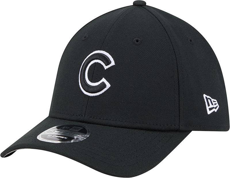 Chicago Cubs New Era M-Crown 39Thirty Black/White Flex Fit Hat