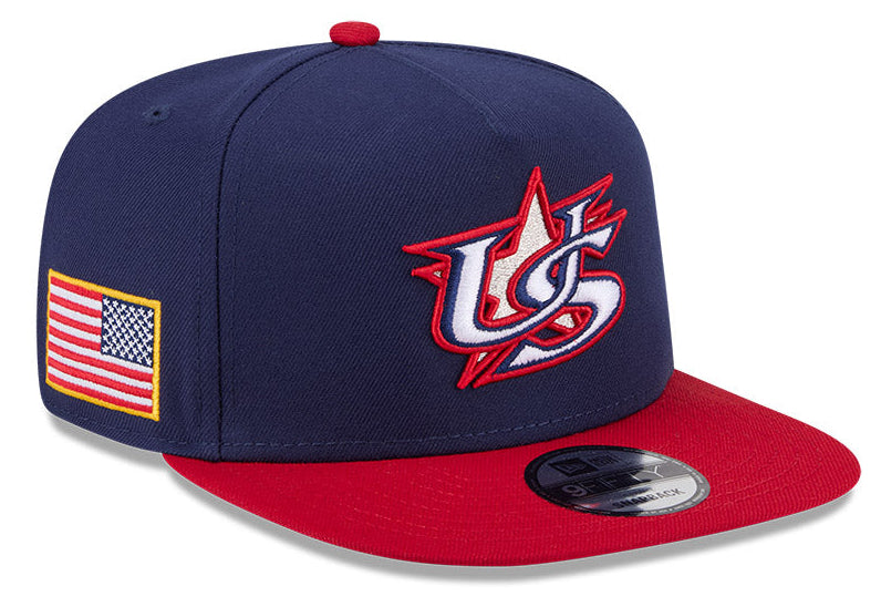 New Era Team USA 2026 World Baseball Classic 9Fifty A-Frame Snap Adjustable Hat - Navy/Red