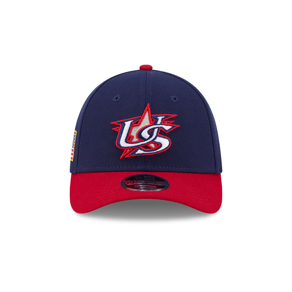 USA Baseball New Era 2026 World Baseball Classic M-Crown 39THIRTY Flex Hat - Navy/Red