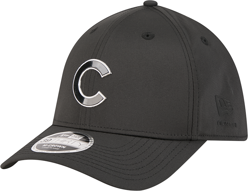 Chicago Cubs New Era M-Crown 39Thirty Metallic Black Performance Flex Fit Hat
