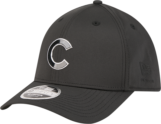 Chicago Cubs New Era M-Crown 39Thirty Metallic Black Performance Flex Fit Hat