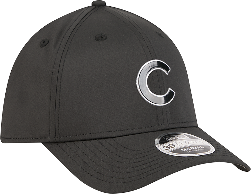 Chicago Cubs New Era M-Crown 39Thirty Metallic Black Performance Flex Fit Hat