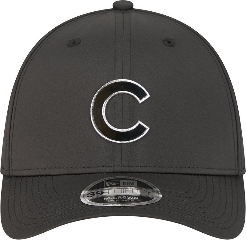 Chicago Cubs New Era M-Crown 39Thirty Metallic Black Performance Flex Fit Hat