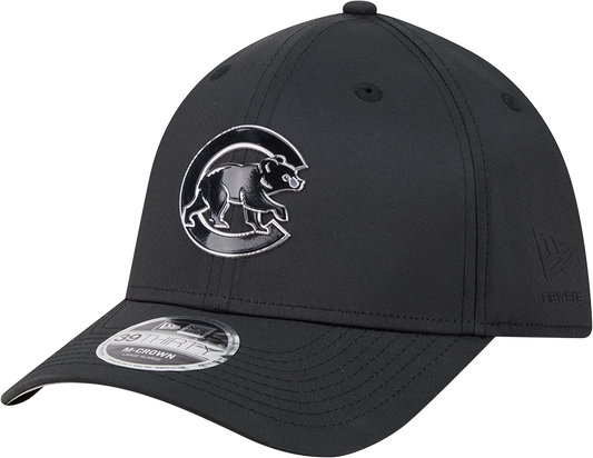 Chicago Cubs New Era M-Crown 39Thirty Metallic Black Performance Flex Fit Hat-Crawling Bear