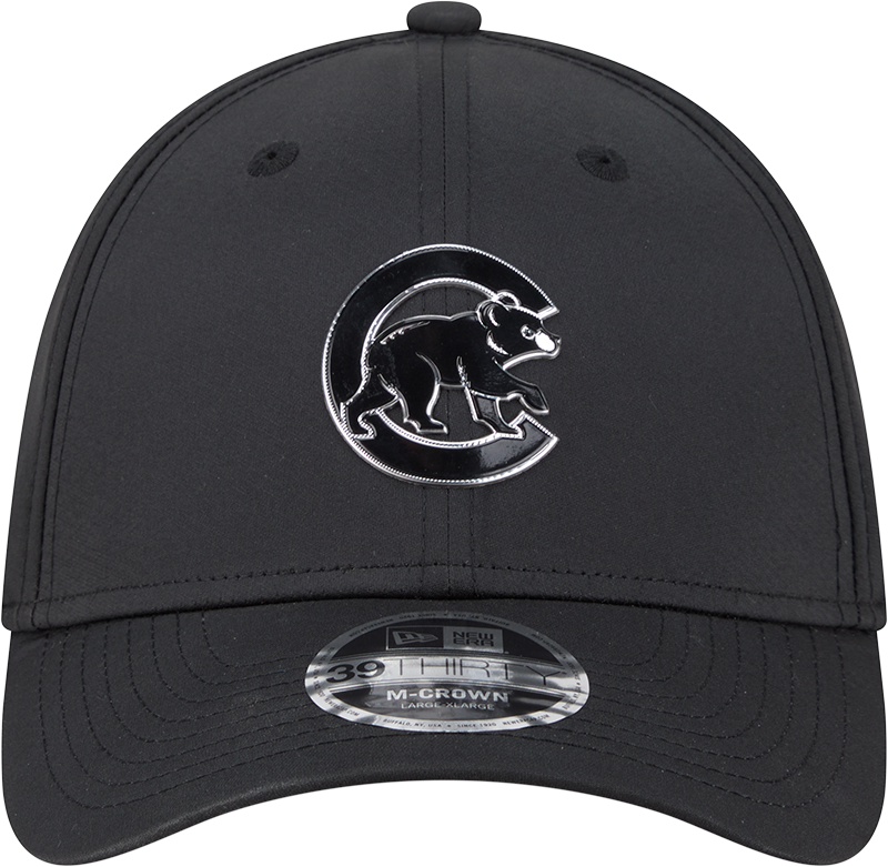 Chicago Cubs New Era M-Crown 39Thirty Metallic Black Performance Flex Fit Hat-Crawling Bear