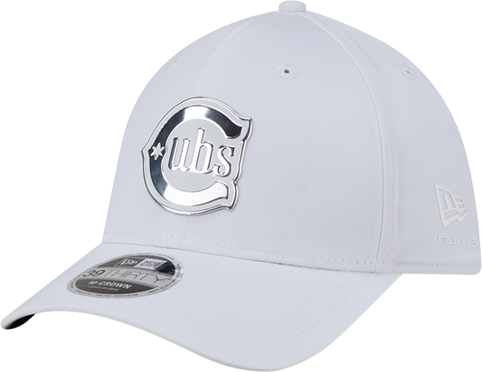 Chicago Cubs New Era M-Crown 39Thirty Alternate 2 Metallic White Performance Flex Fit Hat