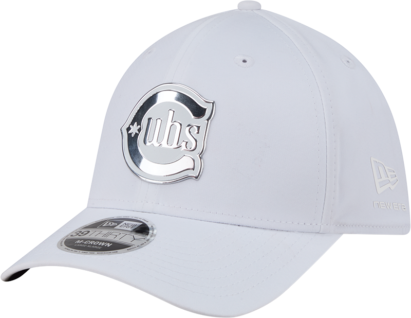 Chicago Cubs New Era M-Crown 39Thirty Alternate 2 Metallic White Performance Flex Fit Hat
