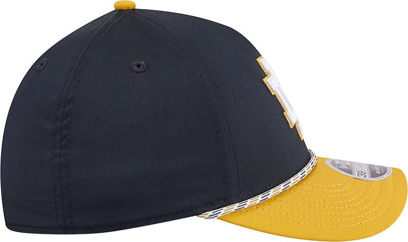 Mens New Era Notre Dame Fighting Irish M-Crown A-Frame Rope 39THIRTY Flex Hat-Gold/Navy - Pro Jersey Sports