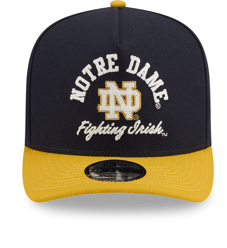 Notre Dame Fighting Irish New Era Navy/Gold A-Frame 9FIFTY Snapback Hat - Pro Jersey Sports