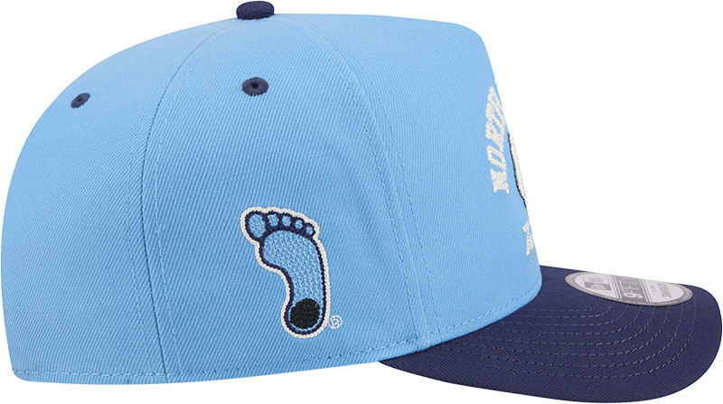 North Carolina Tar Heels New Era Blue A-Frame 9FIFTY Snapback Hat-Foot Logo - Pro Jersey Sports