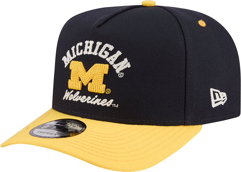 Michigan Wolverines New Era Arched Navy A-Frame 9FIFTY Snapback Hat - Pro Jersey Sports