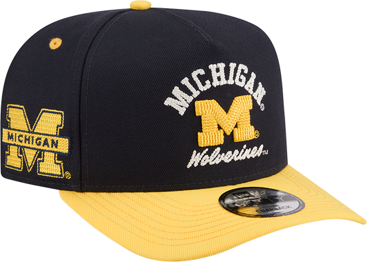 Michigan Wolverines New Era Arched Navy A-Frame 9FIFTY Snapback Hat - Pro Jersey Sports