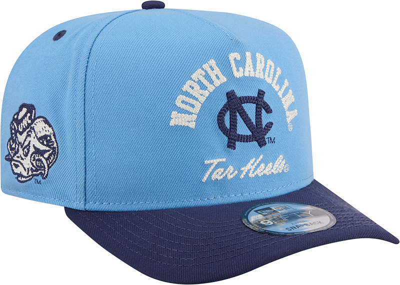 North Carolina Tar Heels New Era Blue A-Frame 9FIFTY Snapback Hat-Mascot Logo - Pro Jersey Sports